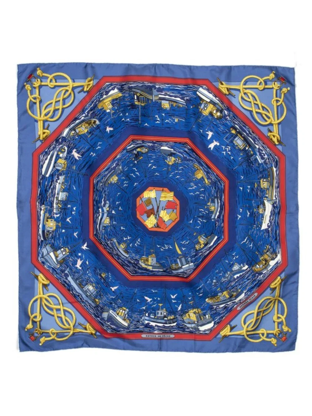 ★SOLD★ Hermes Scarf Blue Red Silk - Picture 2 of 5